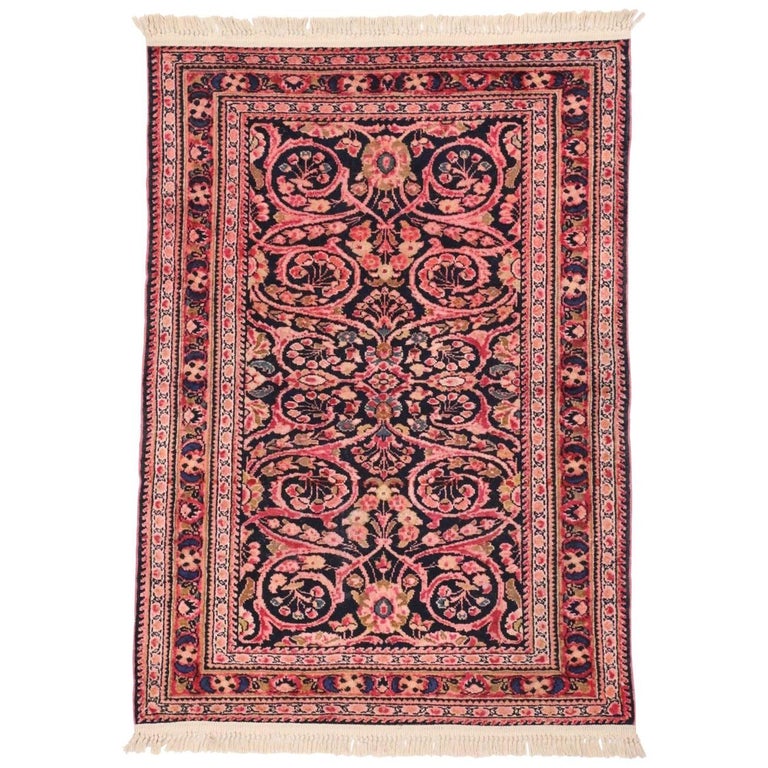 Antique Persian Lilihan Rug, Pink Persian Rug, Entry or Foyer Rug For