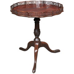 English Georgian Mahogany Gallery Top Tea Table