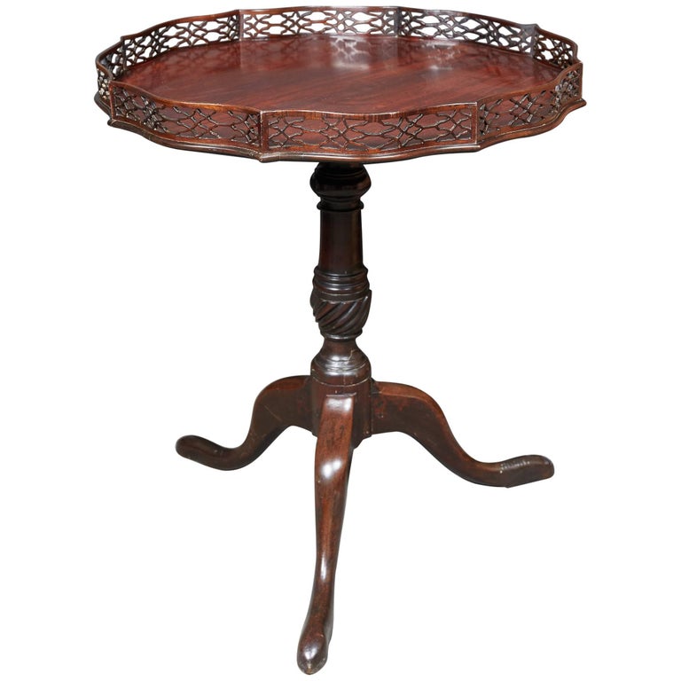 English Mahogany Gallery Top Tea Table at 1stDibs