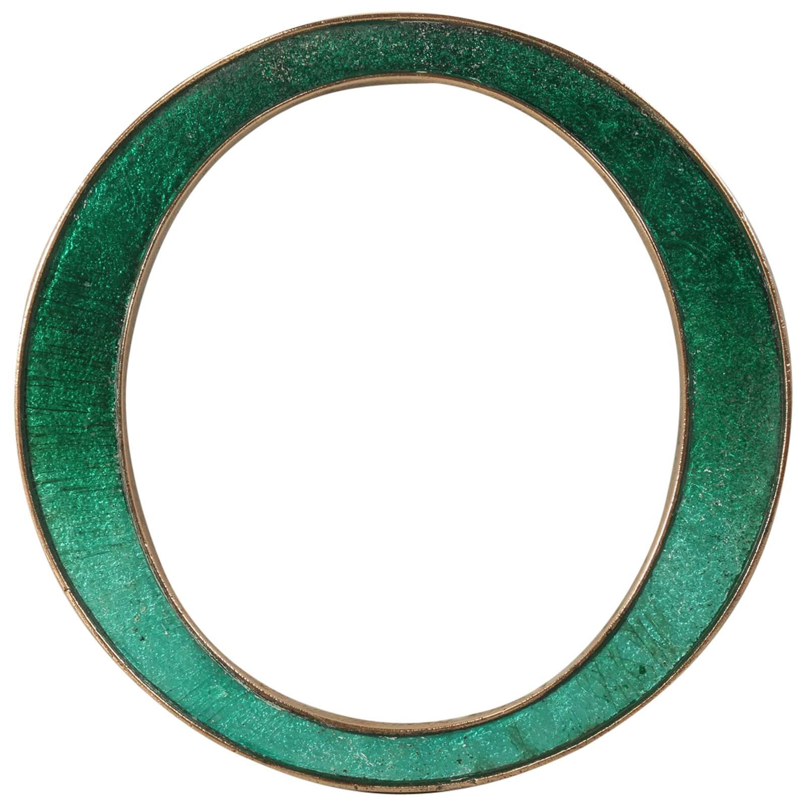 Antique English Letter "O" Made of Solid Cast Copper with an Enamel Inlay