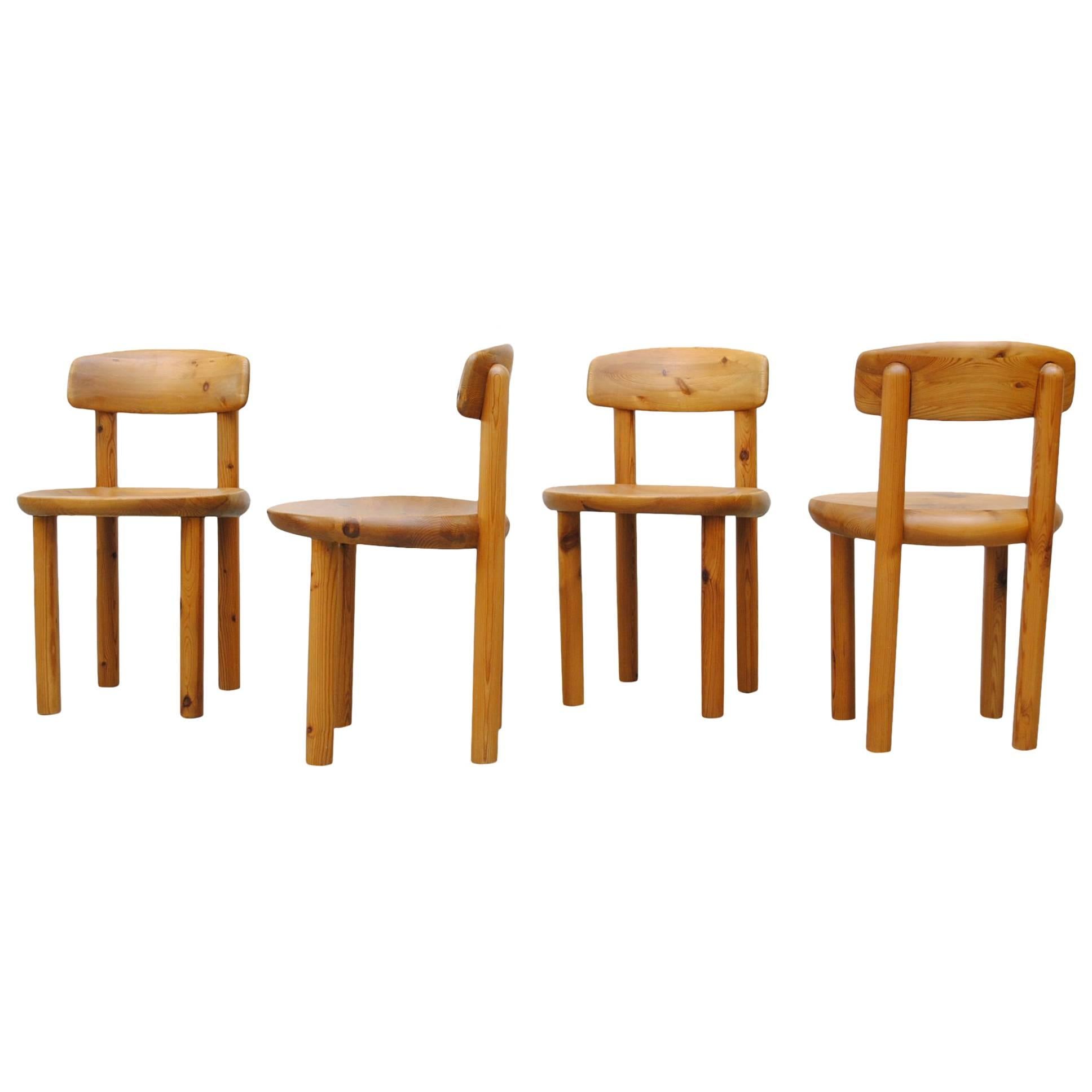 Set of Four Pine Daumiller Dining Chairs