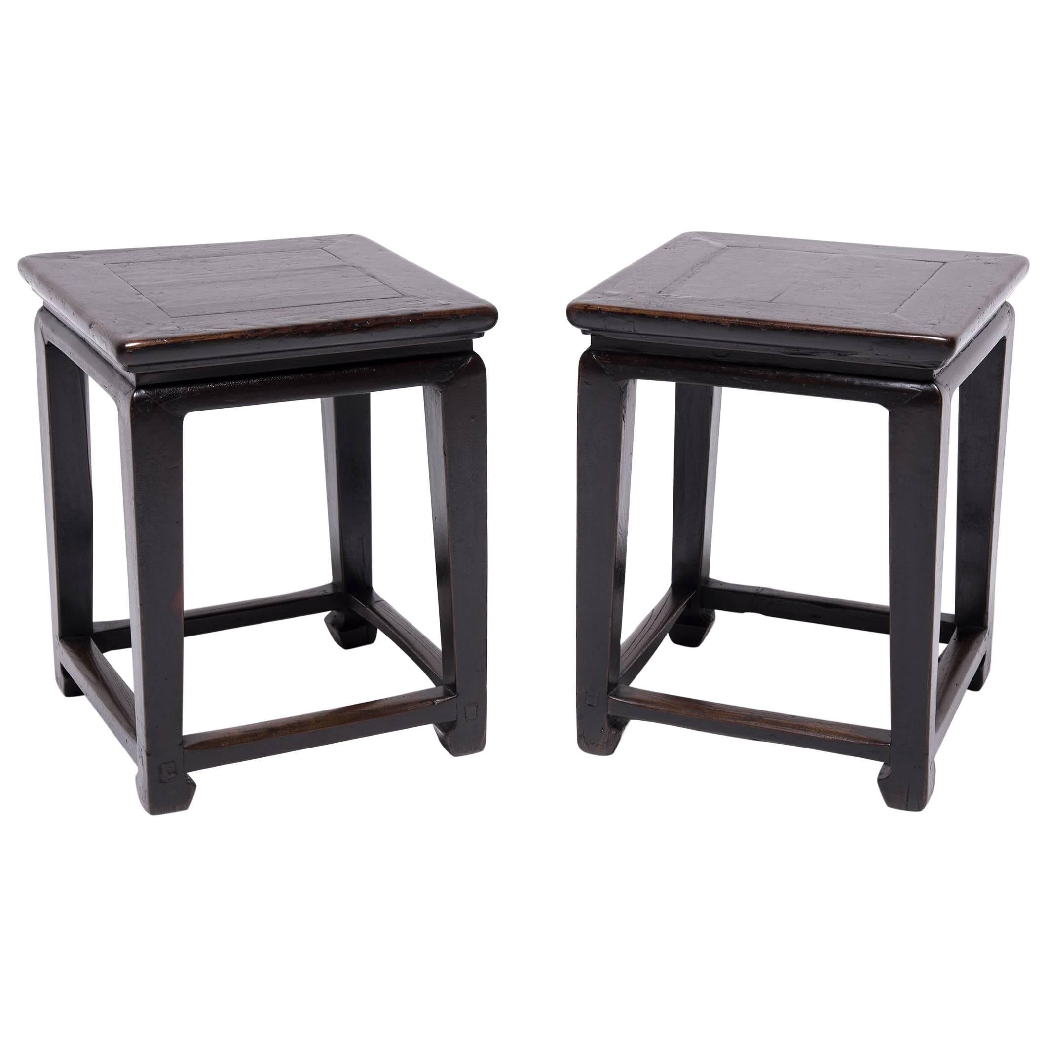 Pair of 19th Century Chinese Tapered Leg Occasional Tables