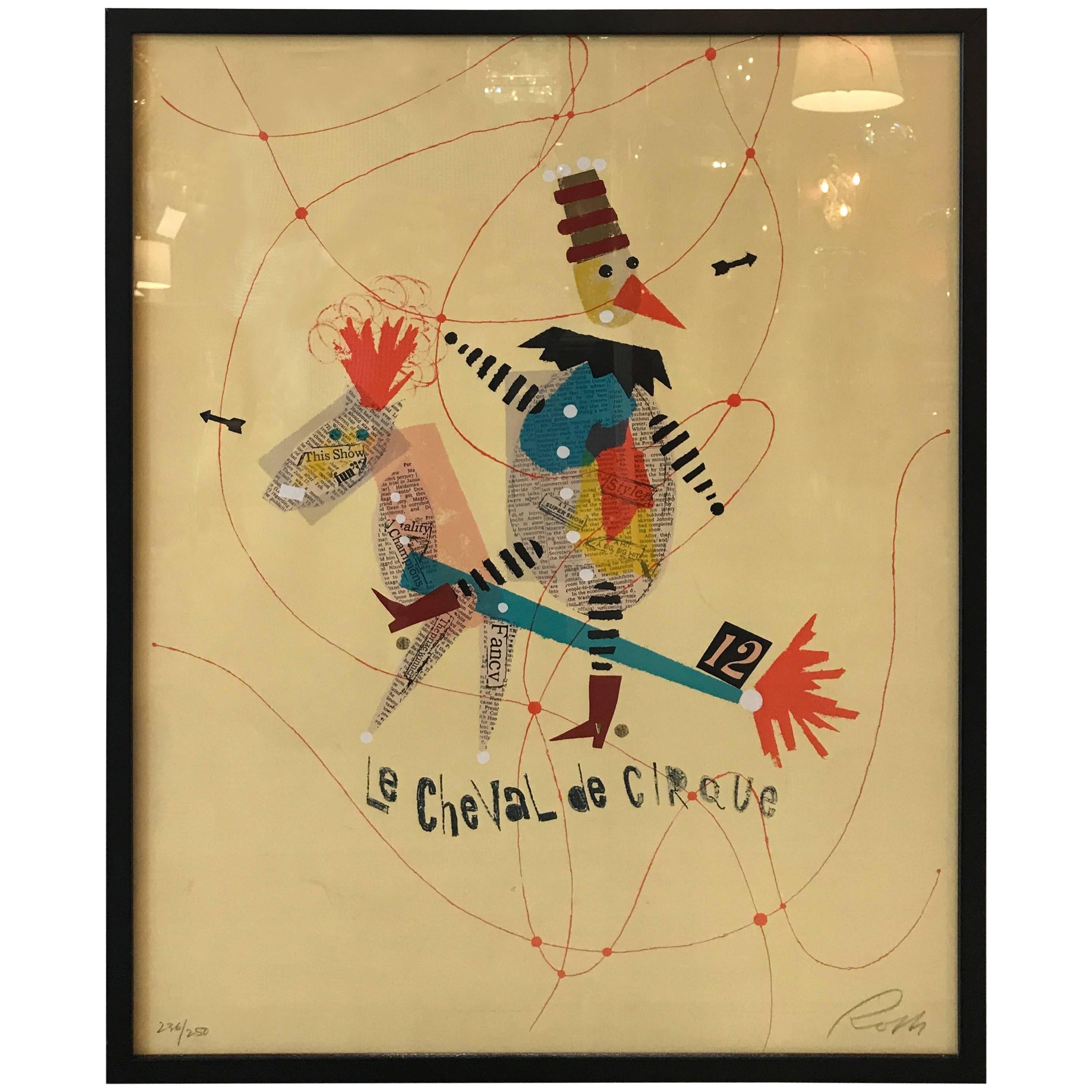 Original Vintage 'Le Cheval De Cirque' Screen Print by Wolfgang Roth
