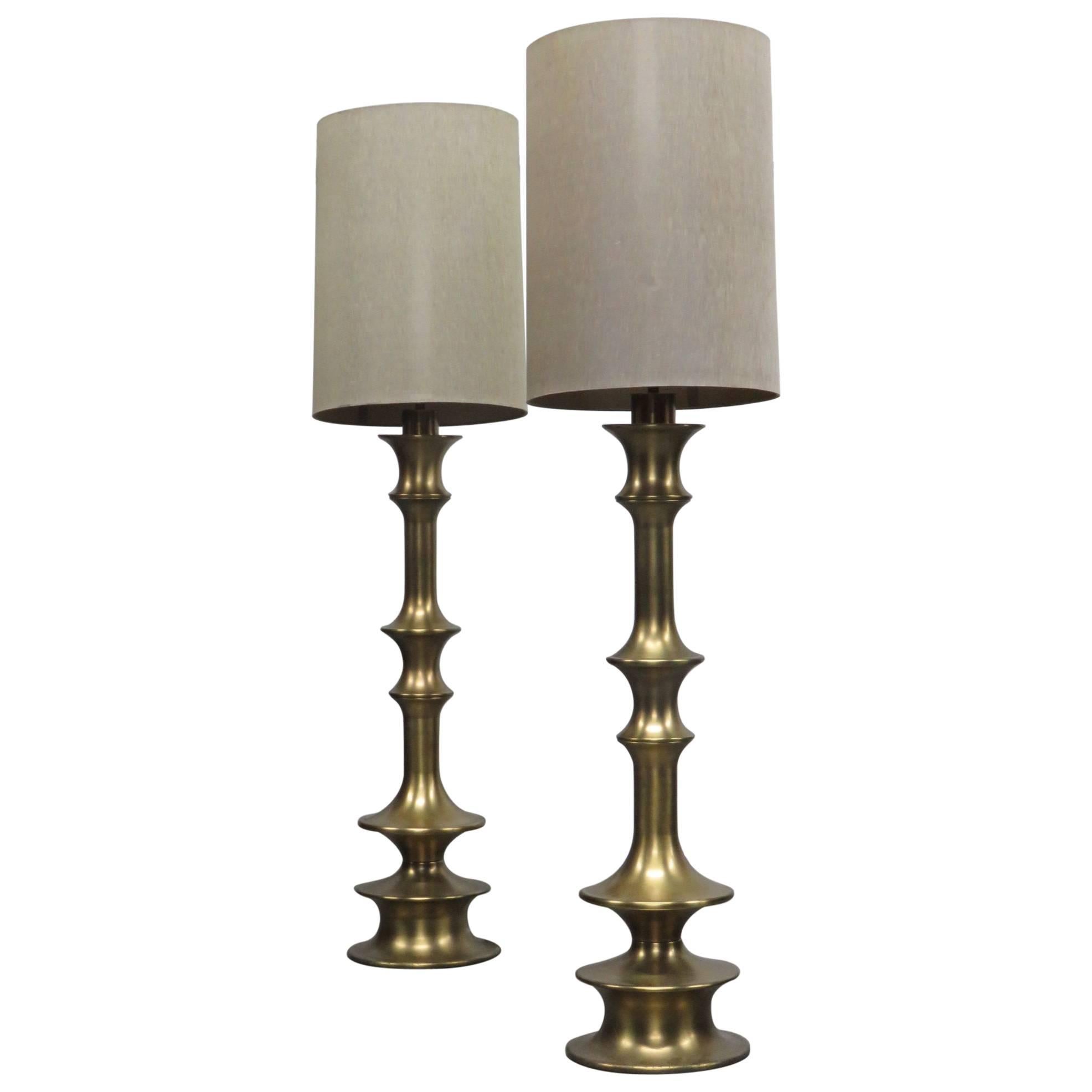 Pair of Tommi Parzinger Style Gilt Lamps