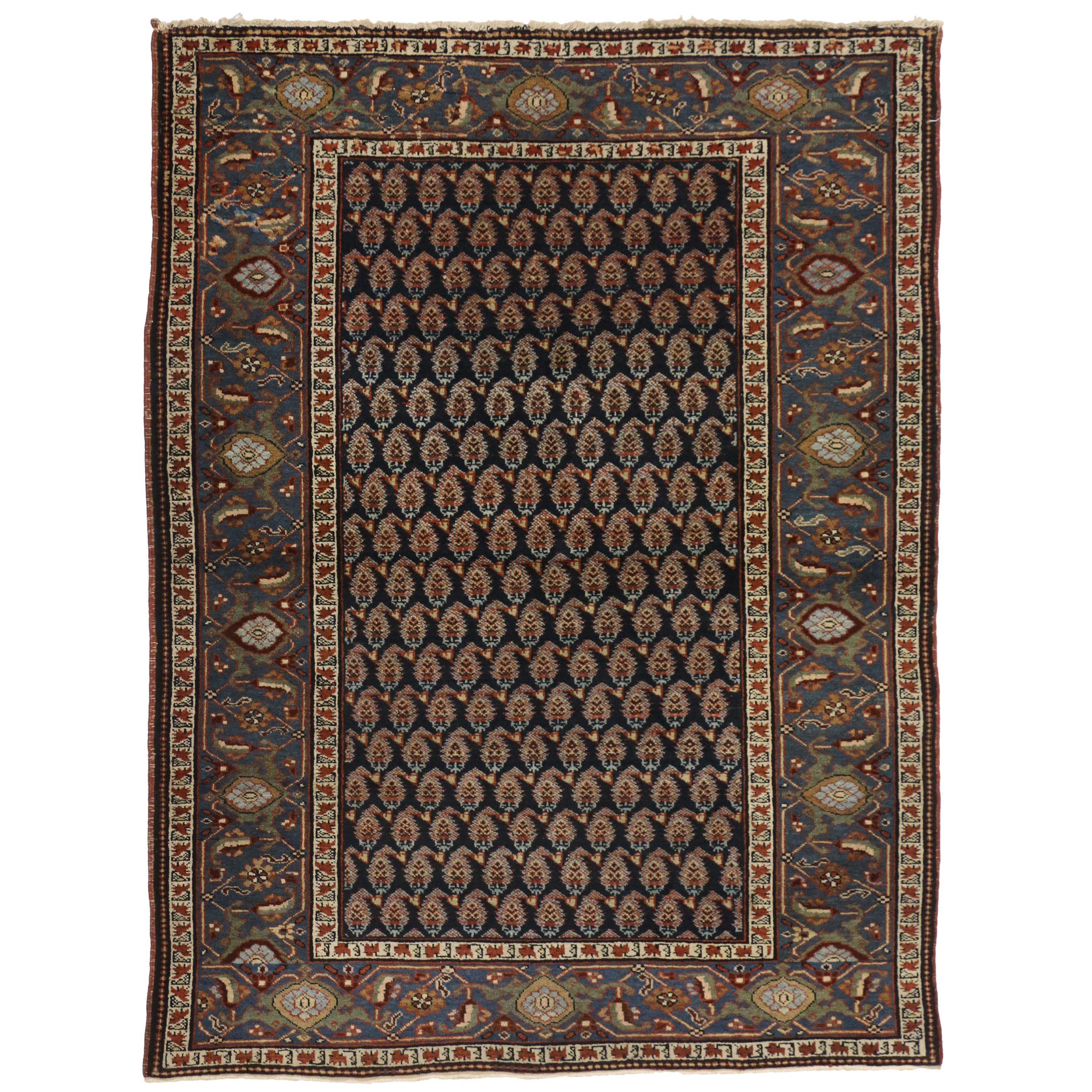 1910's Persian Heriz Carpet with Modern Traditional Style