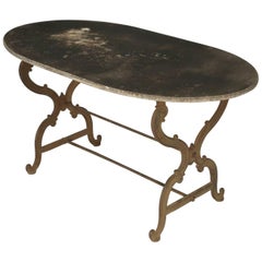 Antique French Outdoor Garden Table with a Marble Top