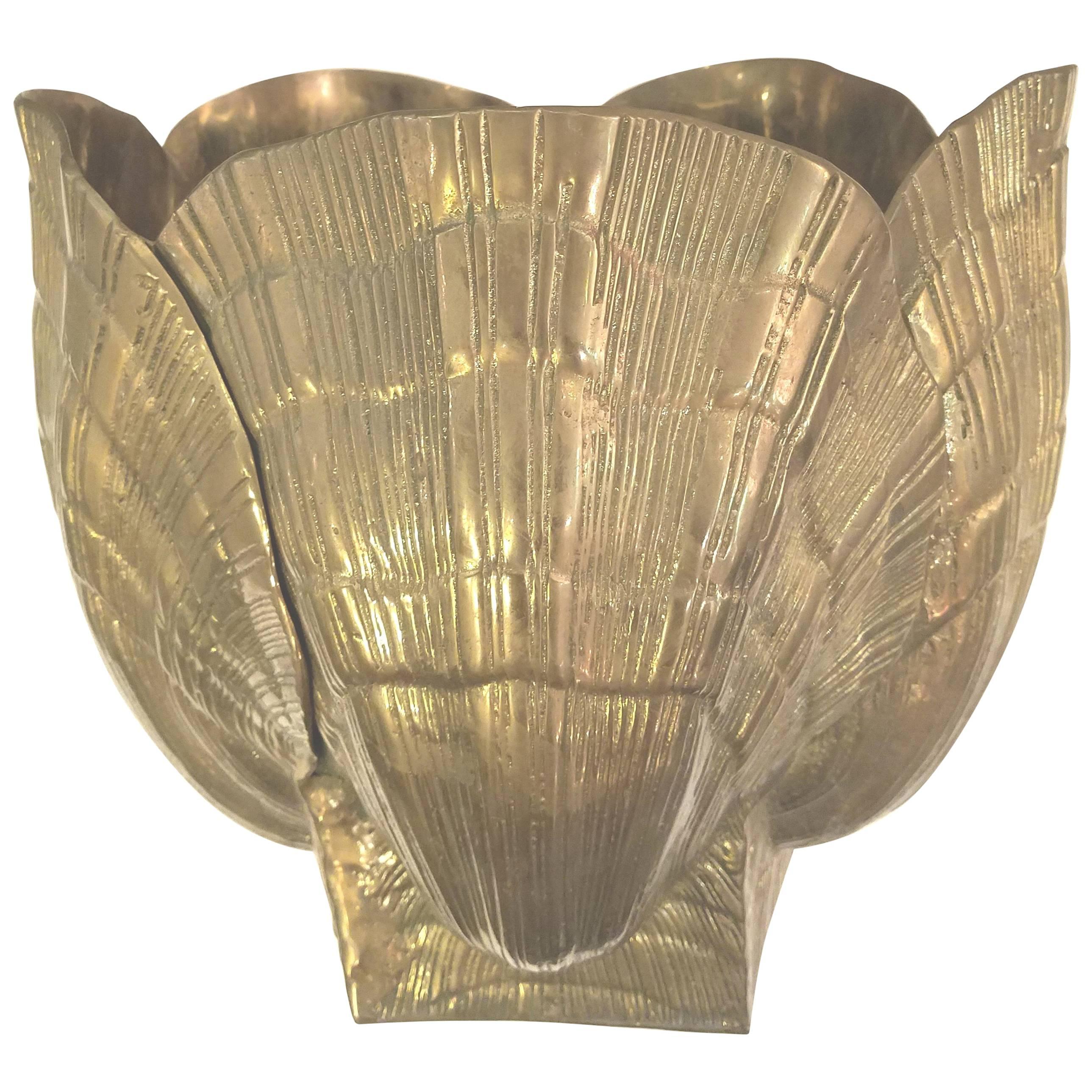 Cast Brass Shell Form Jardinière Planter