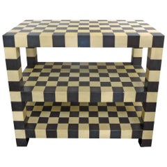Two-Tiered Checkerboard Lacquered Table