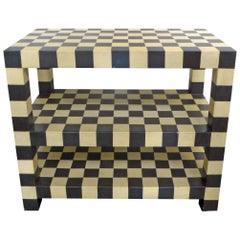 Two-Tiered Checkerboard Lacquered Table