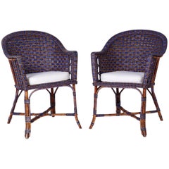 Pair of Original Paint Wicker and Rattan Chairs