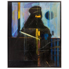 Pittura a olio su tela "Senza titolo" di Nick de Angelis, USA anni 2000