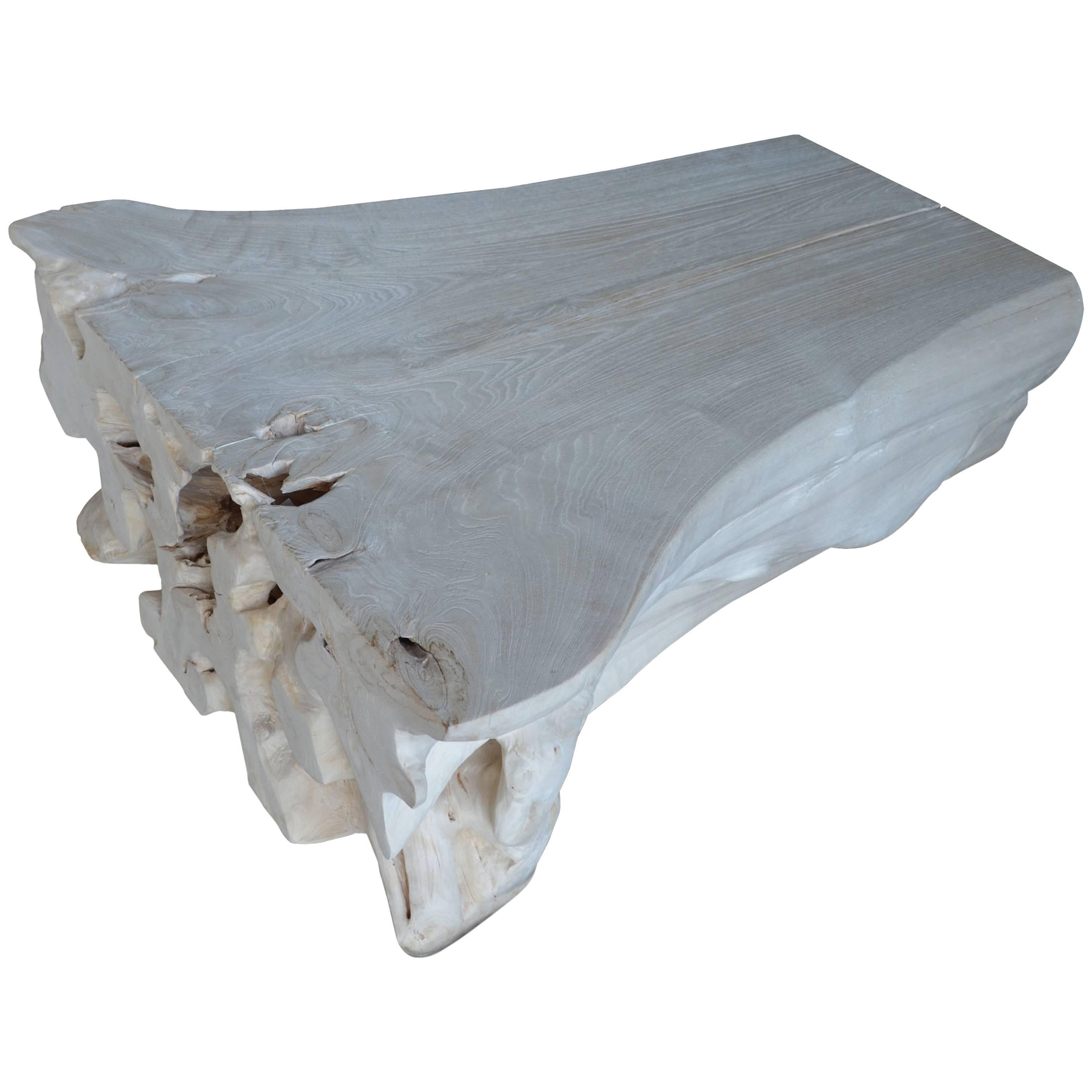 Andrianna Shamaris Bleached Teak Wood Coffee Table