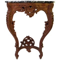 Early-20th Century Regence Style Carved Wooden Console with Marble Top