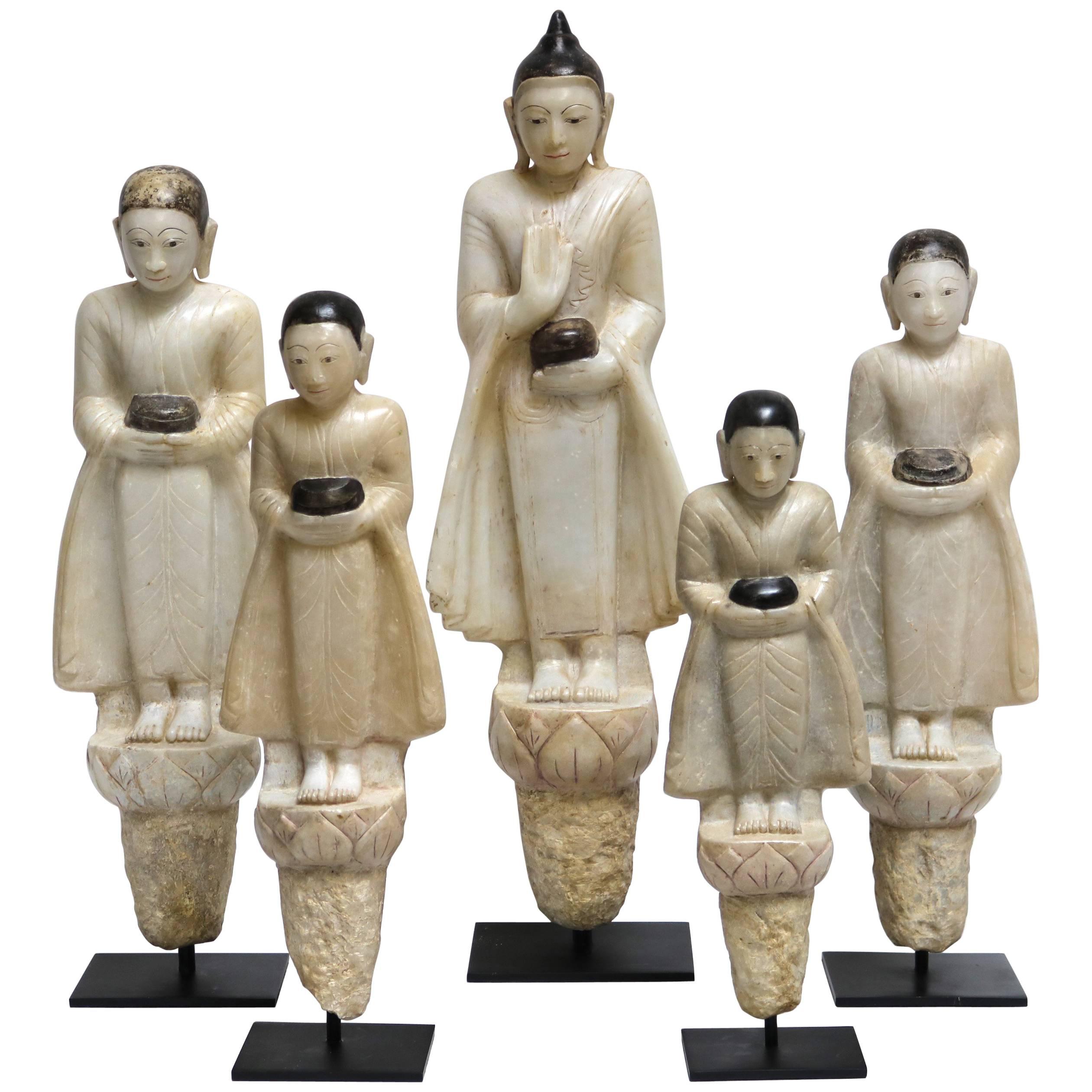 Set of Alabaster Buddha and Disciples TD 1043