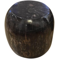 Andrianna Shamaris Drum Shape Petrified Wood Side Table