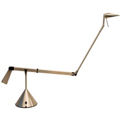 Walter A. Monici Brushed Steel Italian "Zelig 17" Desk Lamp for Lumina, 1989