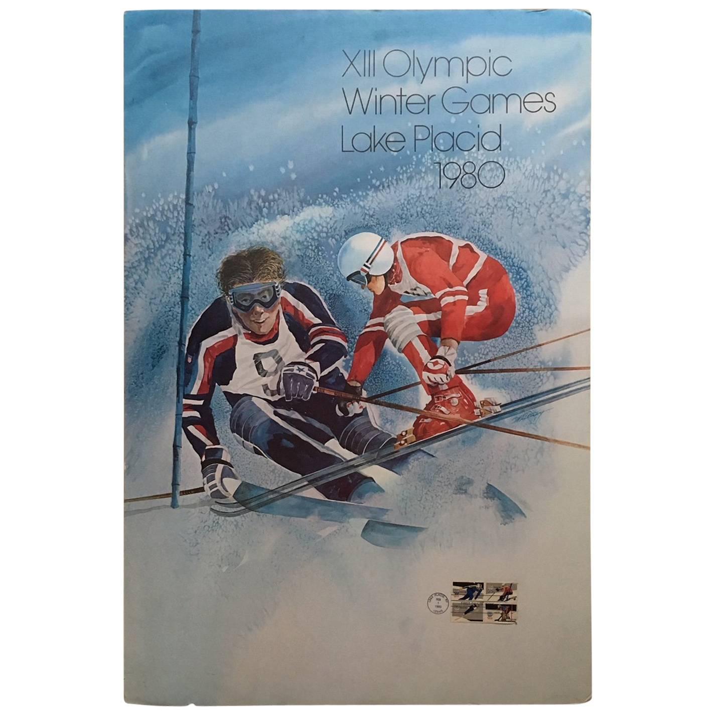 Original Skiing Poster from the 1980 Winter Olympics in Lake Placid