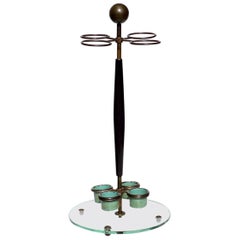 Vintage Fontana Arte Umbrella Stand 1930s-1940s Italian Design Crystal and Brass
