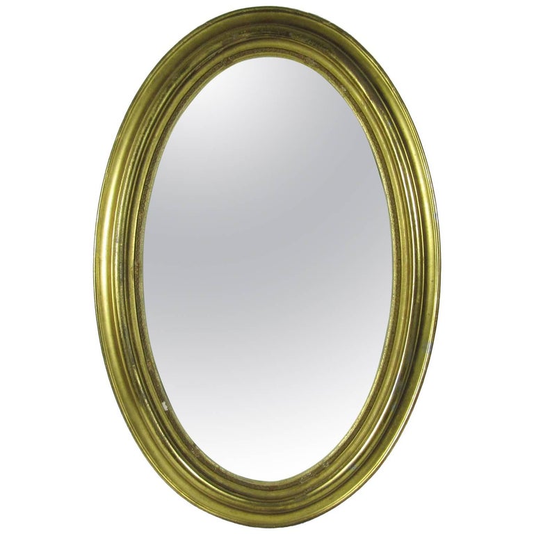 Antique 19th Century Oval Giltwood Wall Mirror For Sale at 1stdibs