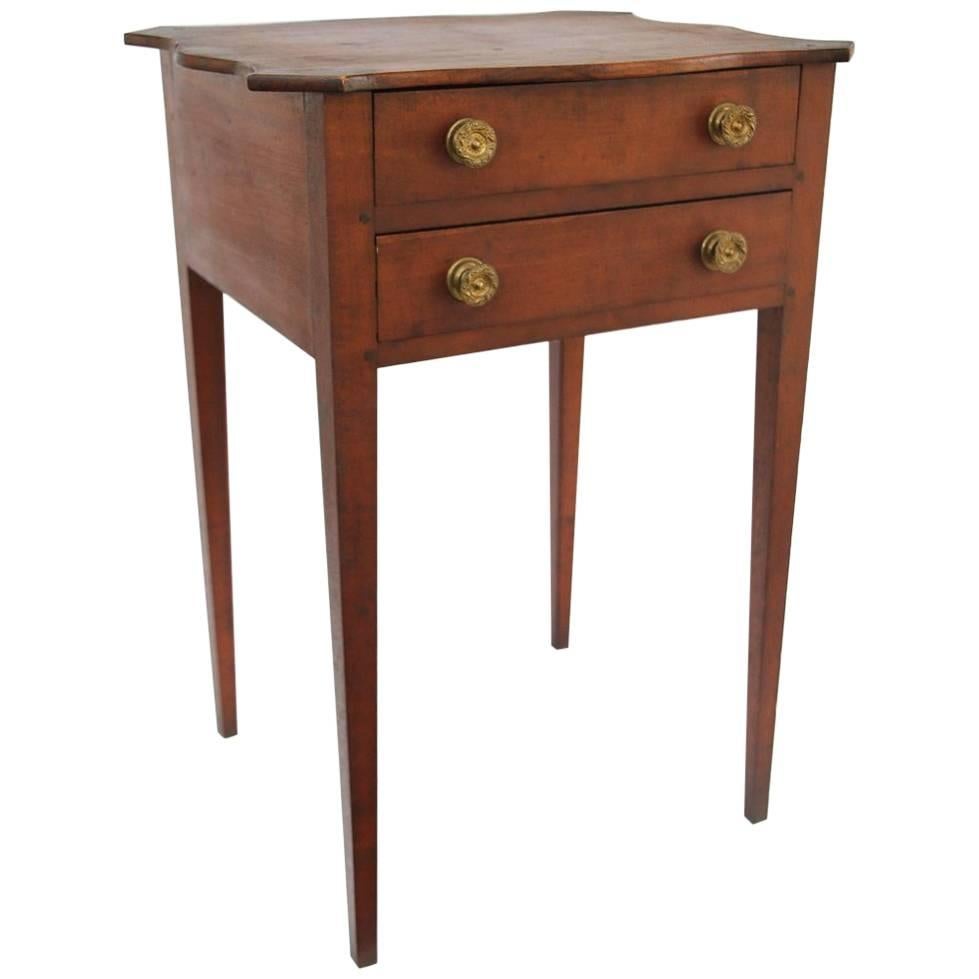 Early 19th Century Massachusetts Federal Cherry Two-Drawer Work Table For Sale