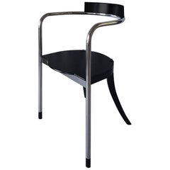 Black Chair by Palterer for Zanotta in Wood and Chrome Plated Steel Frame, 1990