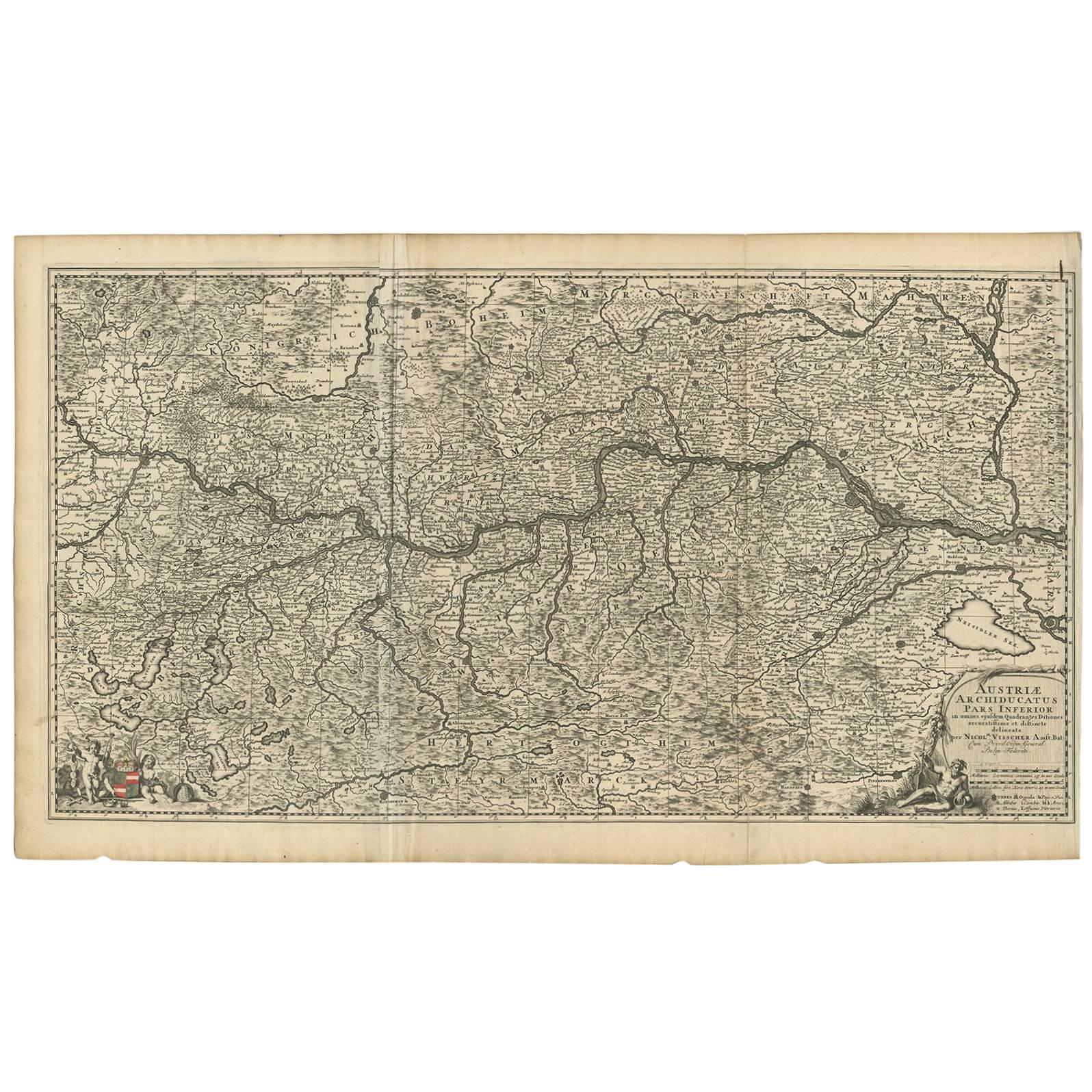 Carte ancienne de l'Autriche par N. Visscher, datant d'environ 1690