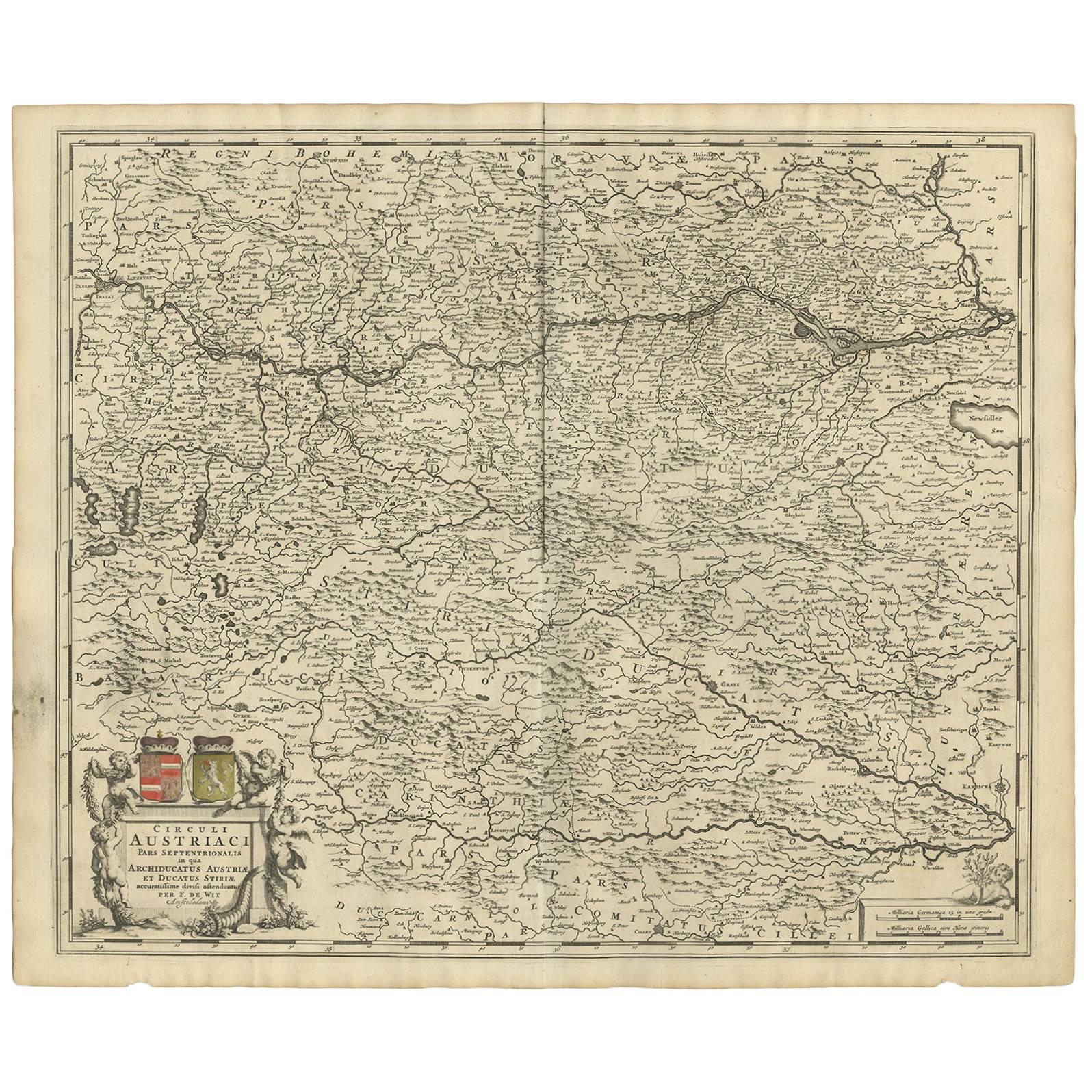 Antique Map of Austria by F. de Wit, 1690