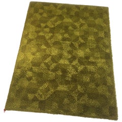 Vintage New Old Stock 1970s High Pile Rug Green Made by Bergoss, Netherlands