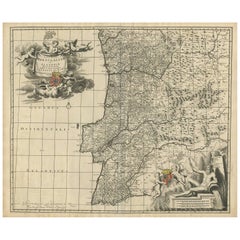 Antique Map of Portugal by J. De Ram, circa 1680