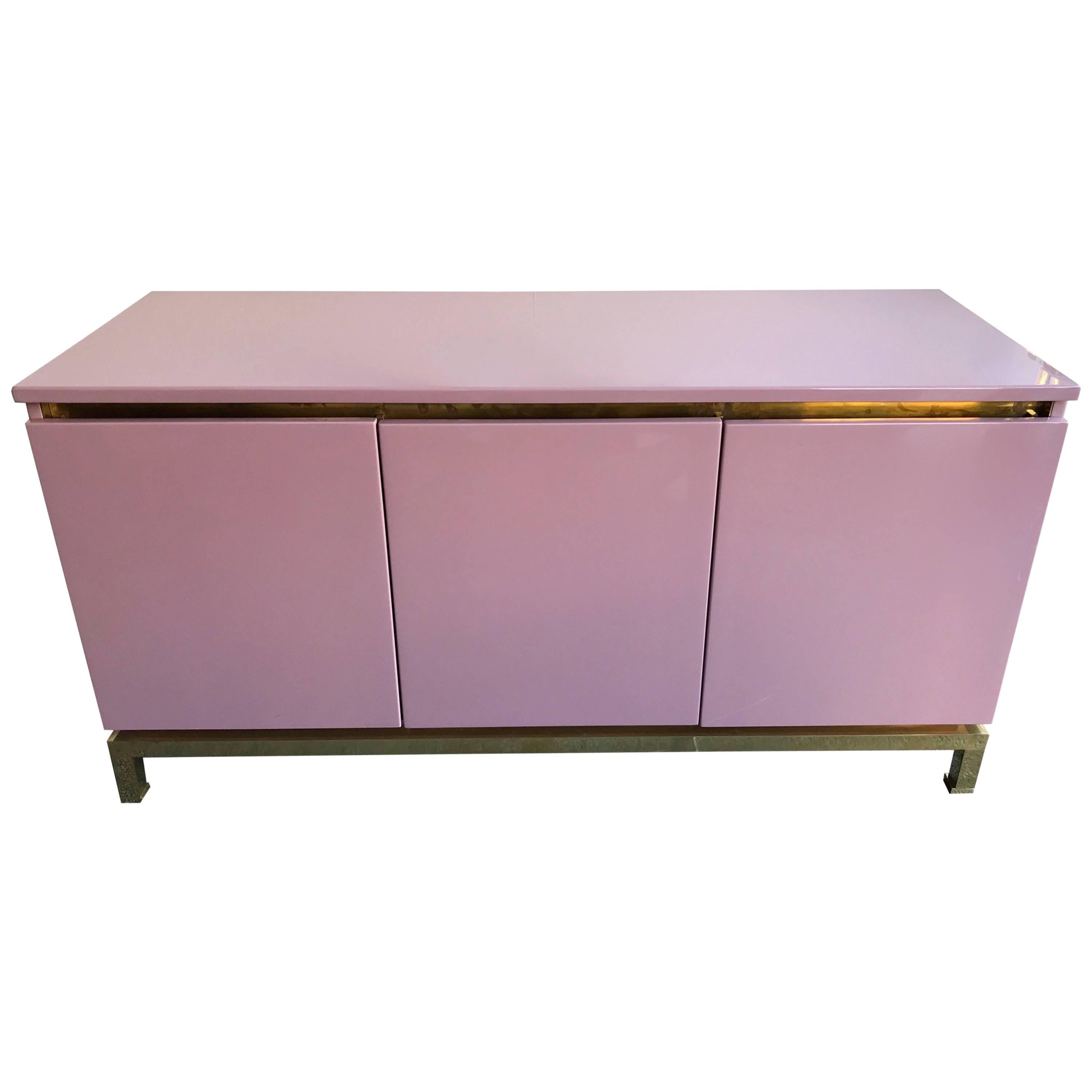 Sideboard Lacquered and Brass by Guy Lefevre for Maison Jansen, France, 1970s