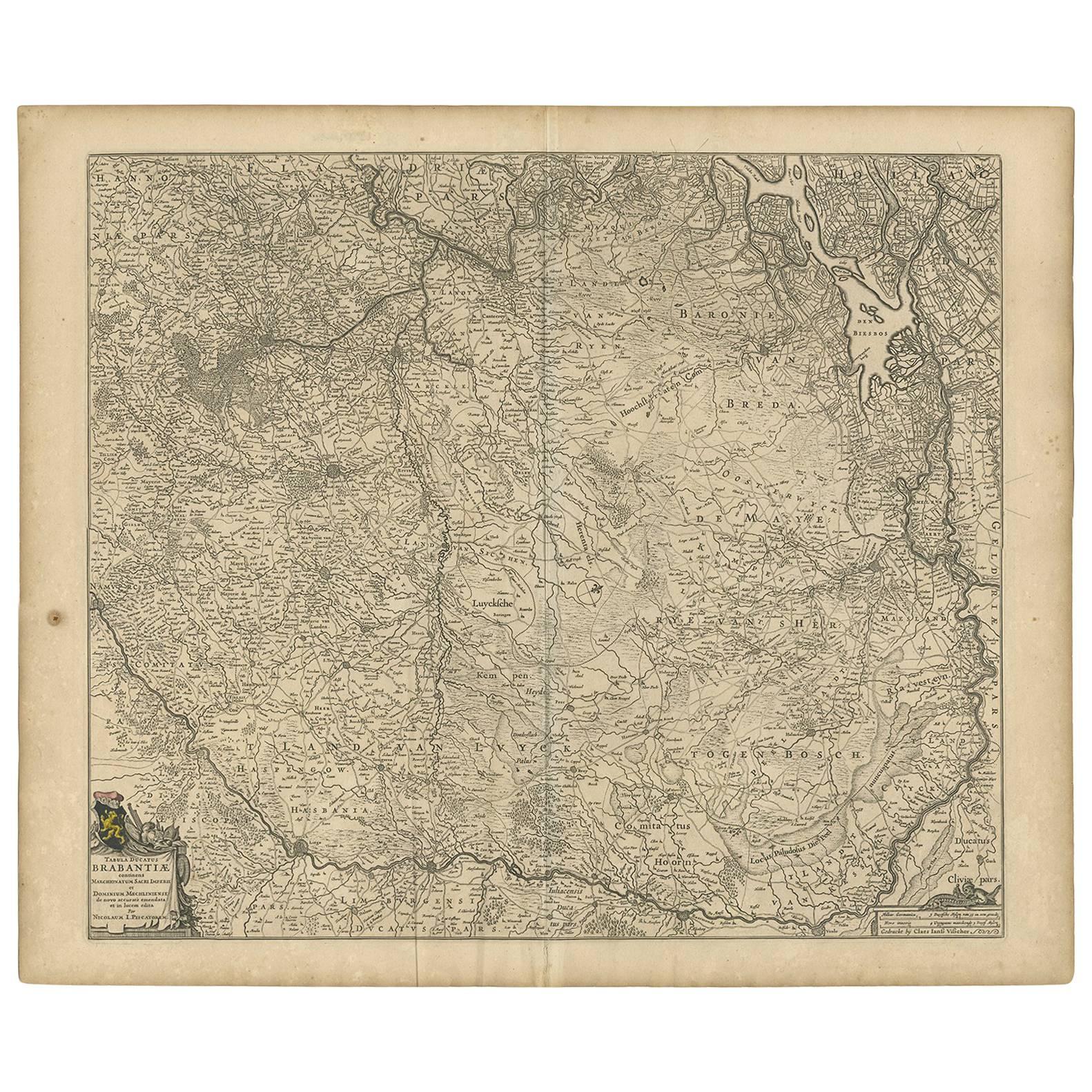 Antique Map of Brabant 'The Netherlands' by N. Visscher, circa 1670