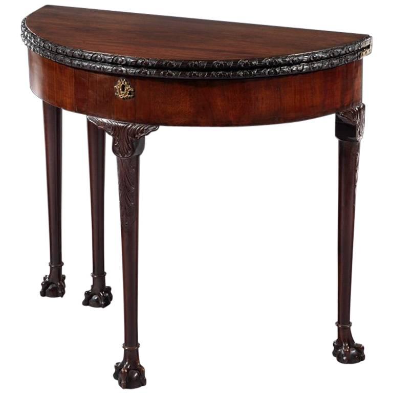 George II Mahogany Fold Over Card Table For Sale