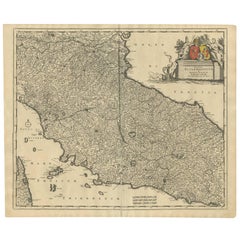 Antique Map of the Region of Tuscany Italy by F. de Wit, circa 1700