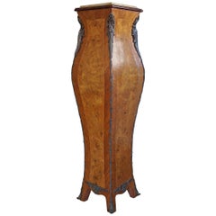 Satinwood & Bronze Louis 15th Style Pedestal Stand or Column with Marble Top