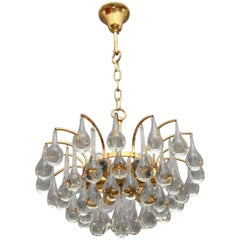 Gilded Tear drop Crystal Glass Chandelier by Palwa, circa 1970s