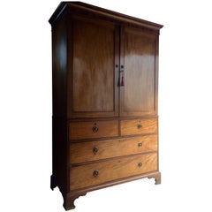 Regency Linen Press Cabinet Chest of Drawers Mahogany
