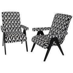 Black and White Armchairs, Midcentury, Italy
