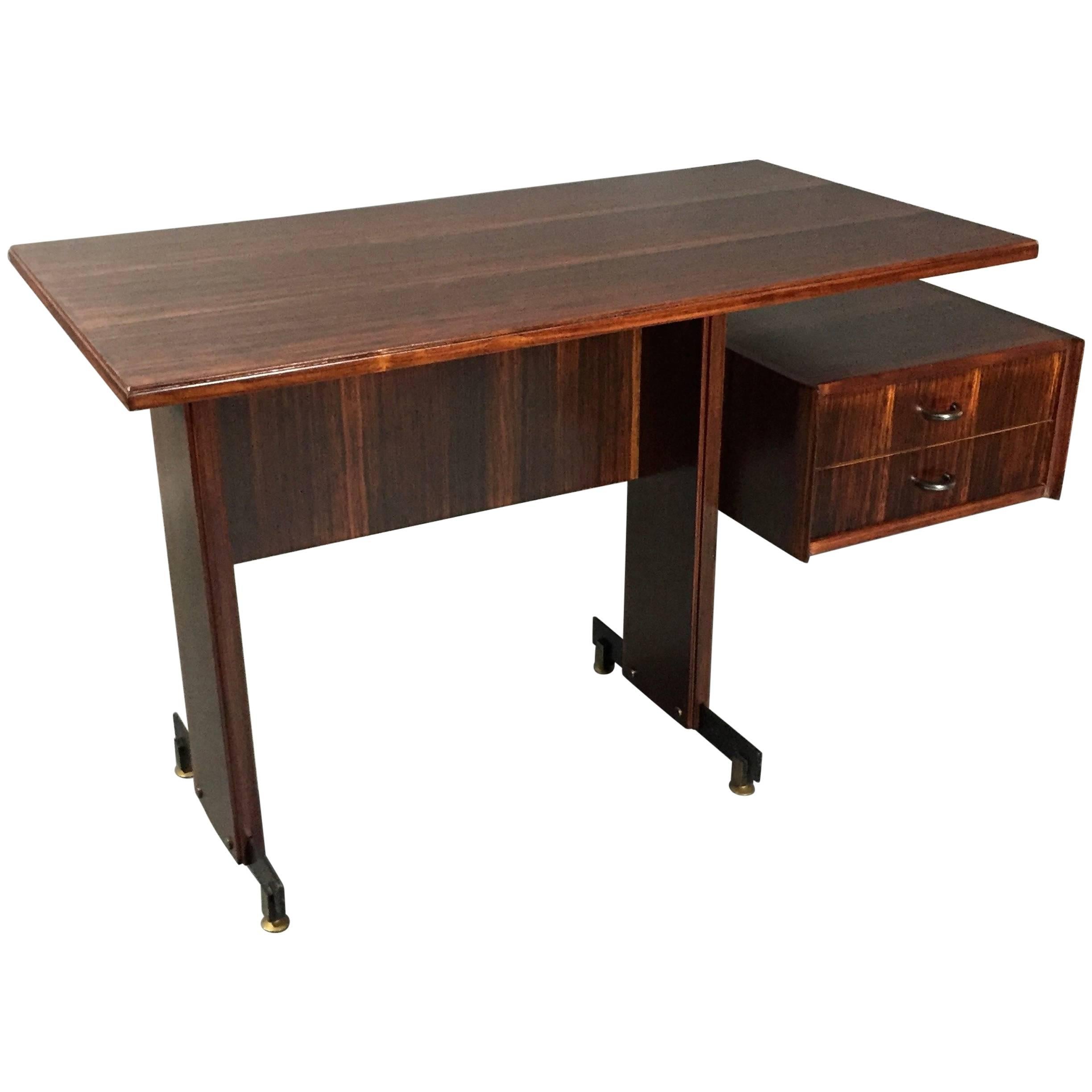 Midcentury Continental Mahogany Dressing Table or Small Desk For Sale