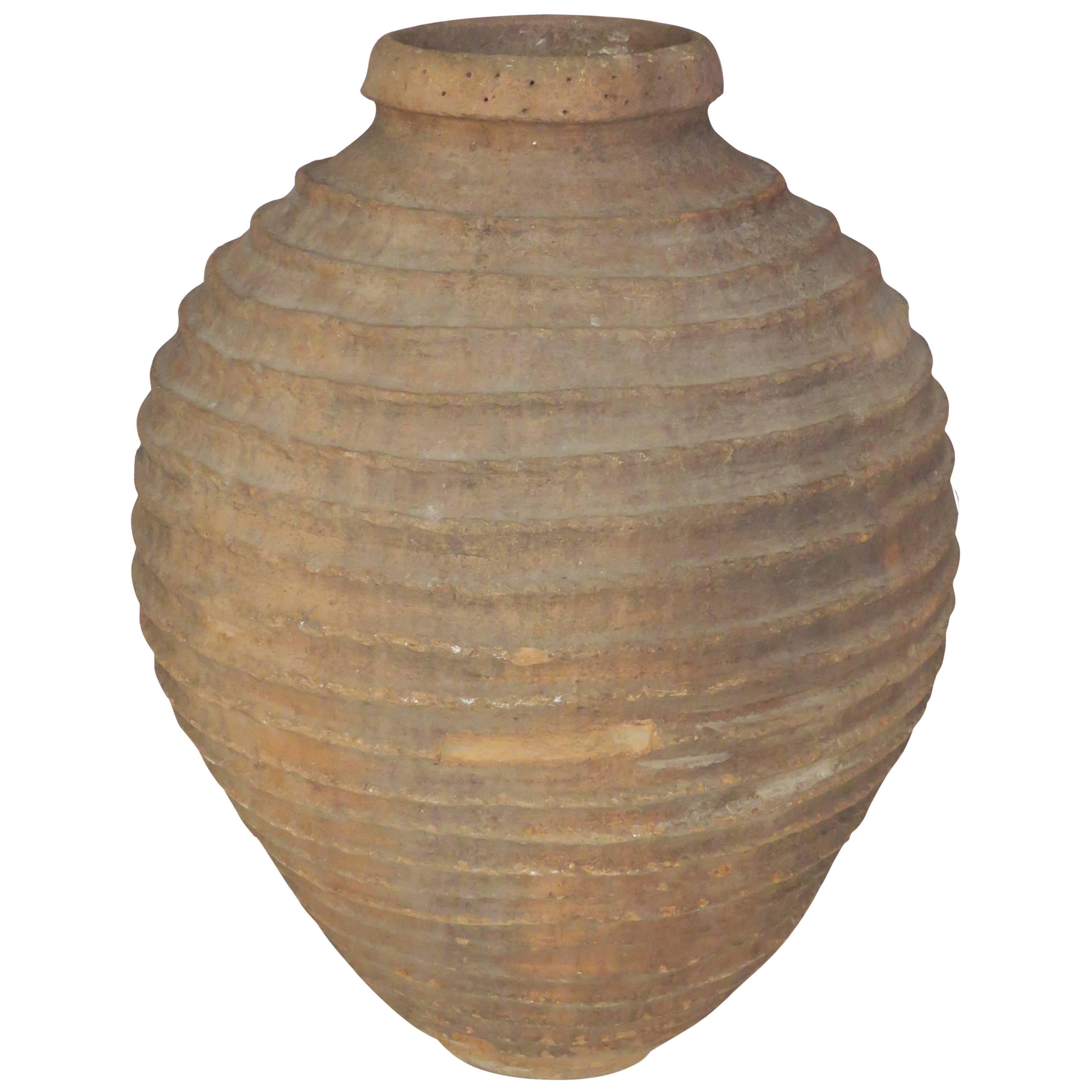 19th Century Extra Large Ribbed Ceramic Jar