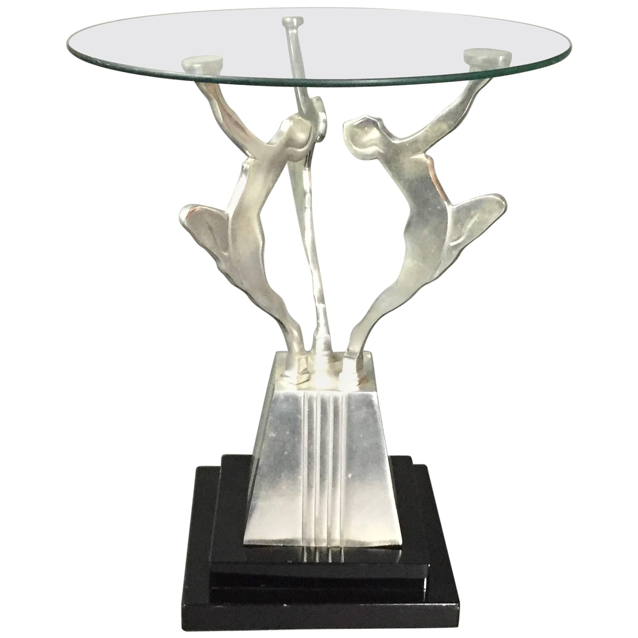 Art Deco Figural Metal Cocktail Table, USA, 1950s For Sale