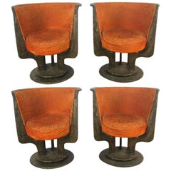Set of Four Paul Evans Sculpted Bronze Chairs