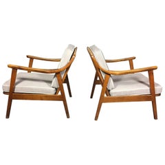 Pair of American Modern Walnut Lounge Chairs, 1960s