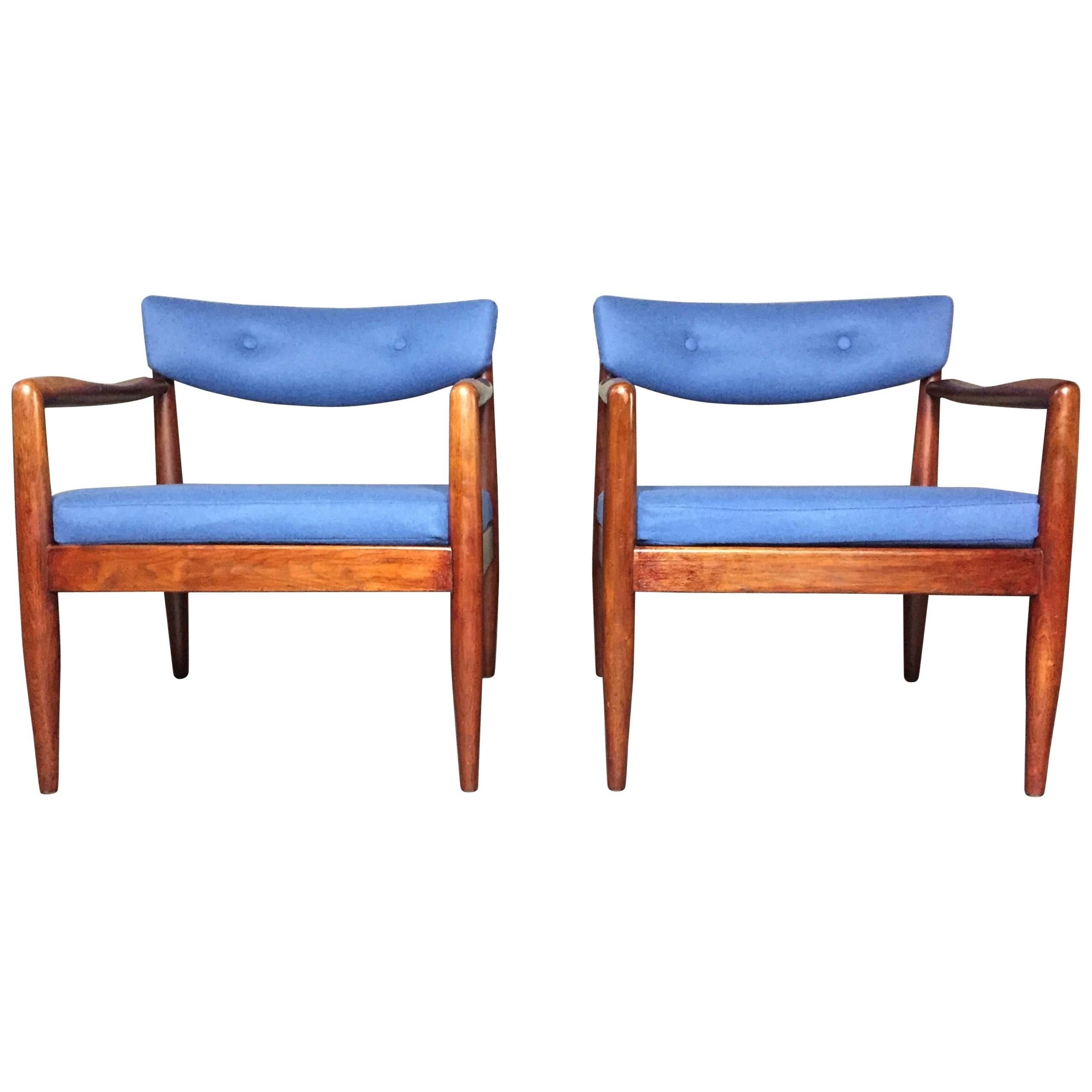 Pair of Adrian Pearsall Upholstered Lounge Chairs, USA, 1960s