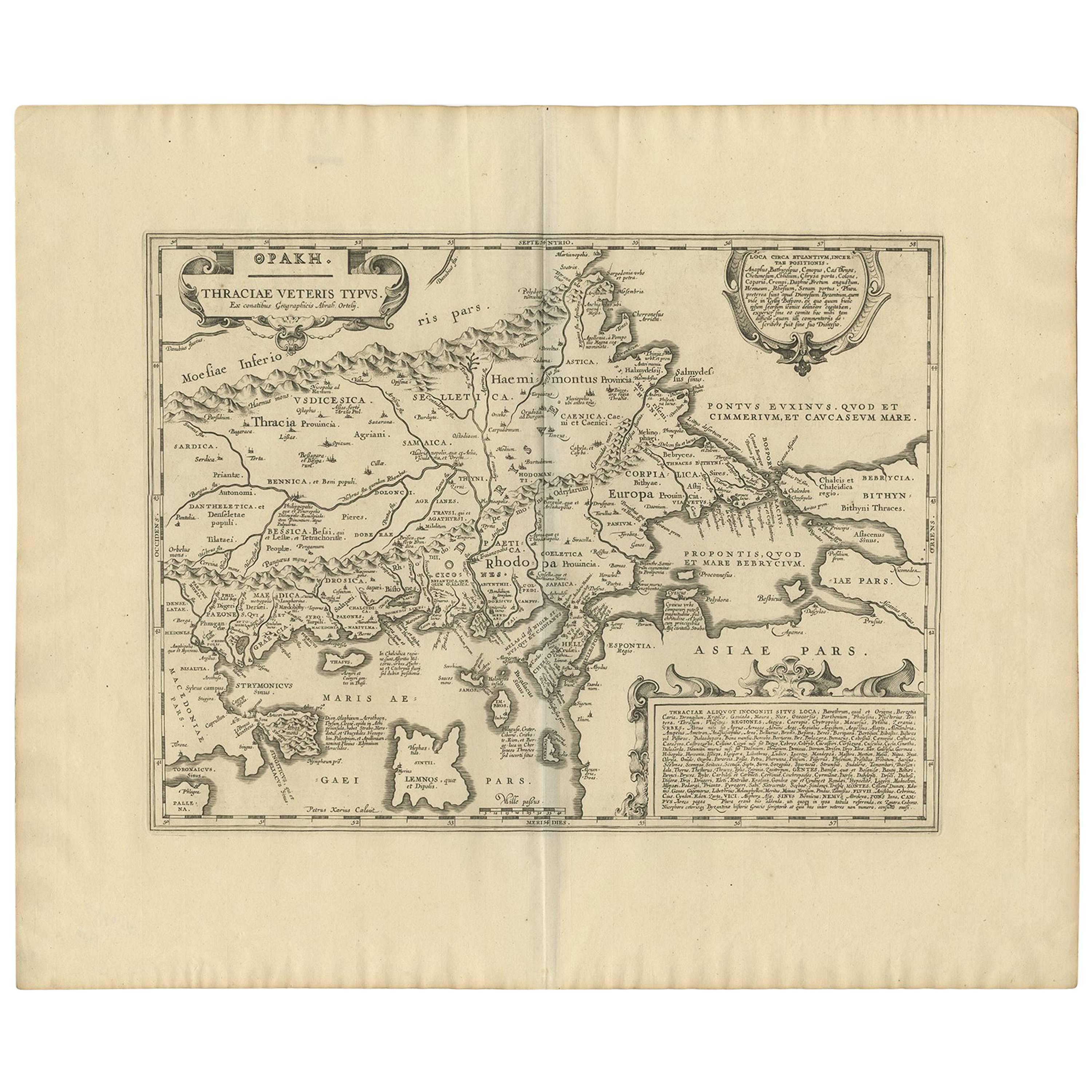 Antique Map of Thracia ‘Greece’ by J. Janssonius, circa 1650