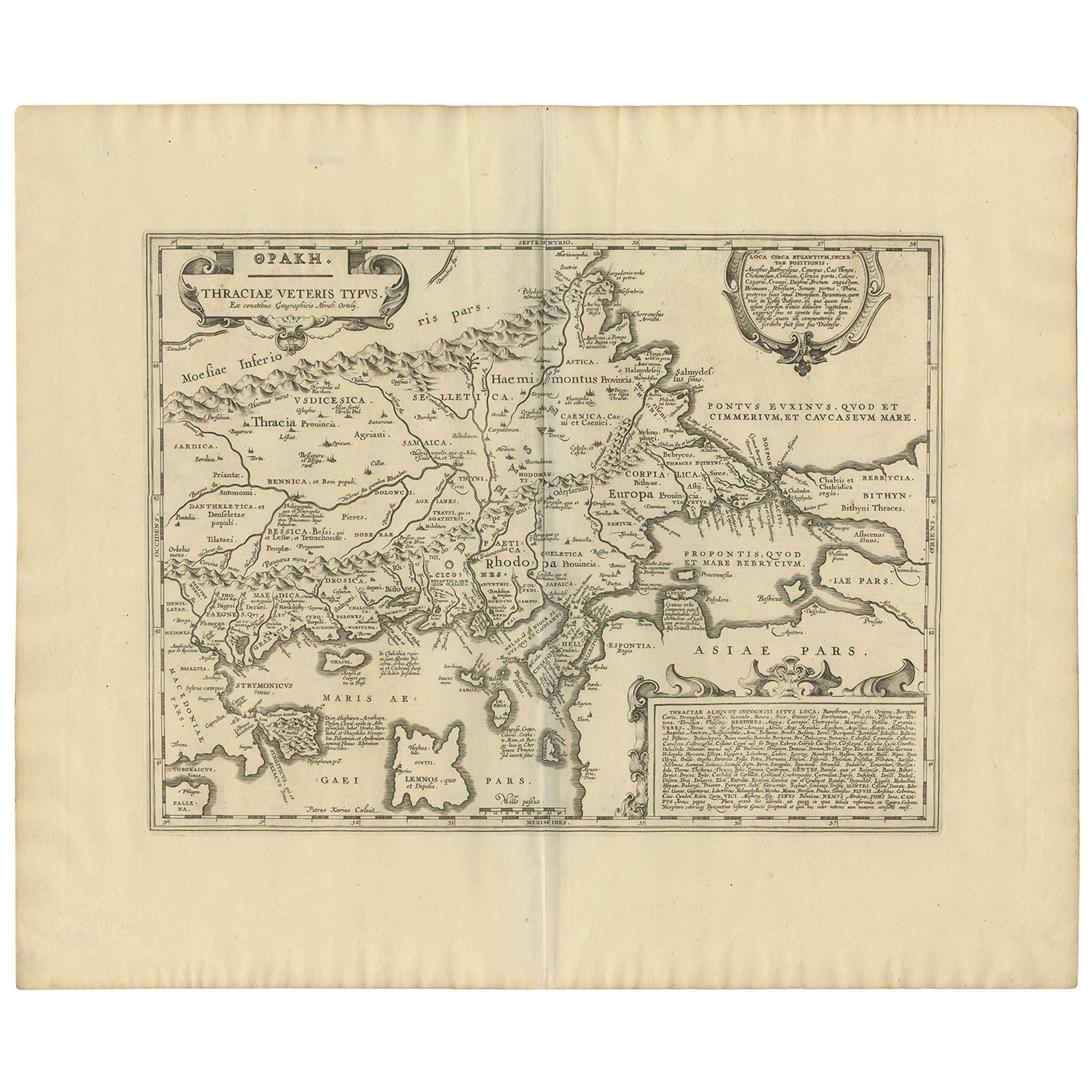 Carta geografica antica della Tracia "Grecia" di J. Janssonius, 1650 ca.