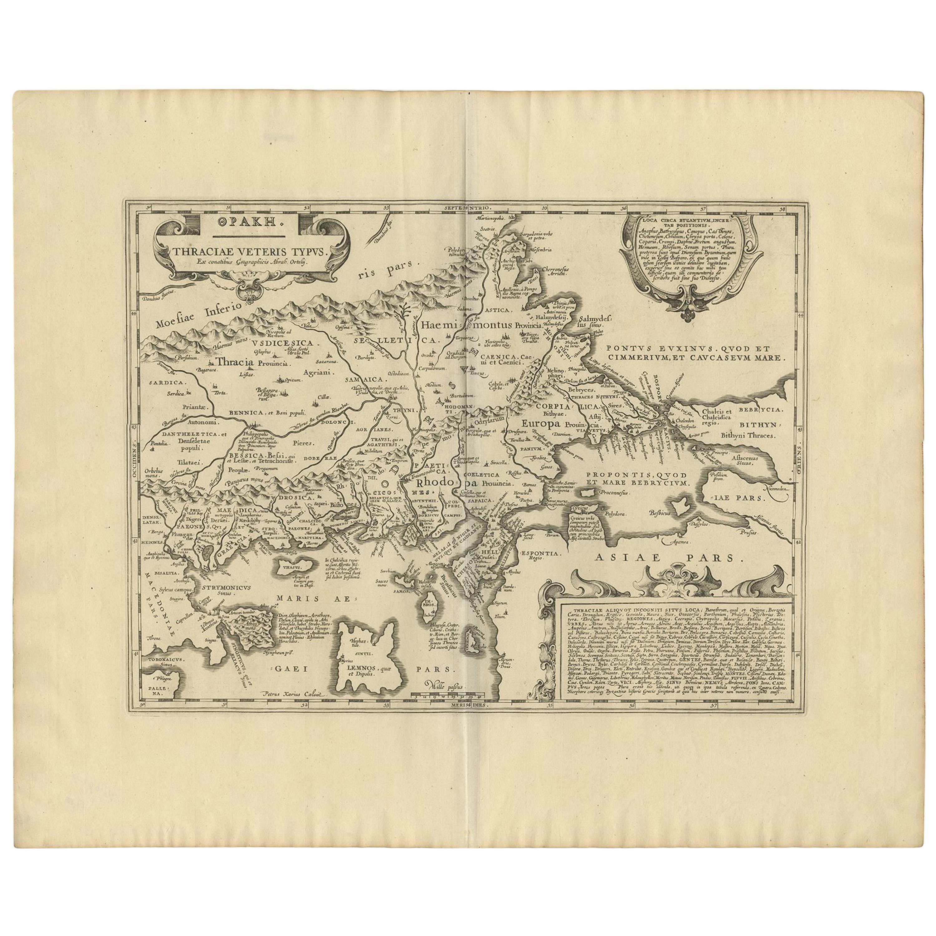 Antique Map of Thracia ‘Greece’ by J. Janssonius, circa 1650 For Sale