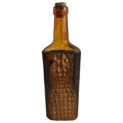 Antique Early 20th Century Crocodile Amber Glass Bottle from Germany