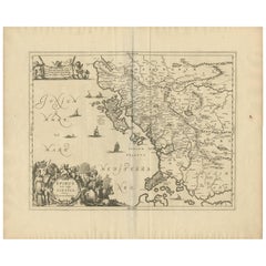 Carte ancienne d'Édimbourg « Albanie, Grèce » de J. Janssonius, datant d'environ 1650