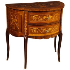 Italian Demilune Dresser in Inlaid Wood in Louis XVI Style from 20th Century