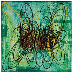 Roberto Crippa "Spirali" Italian Modern 1953 Oil Canvas "Composizione in Verde"